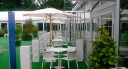 Hospitality marquee with patio and fencing