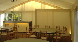 Baffle screening for privacy between marquees or restaurant area and kitchen area