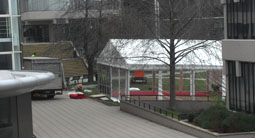 Leeds university event - marquee with clear window walls